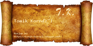 Tomik Kornél névjegykártya